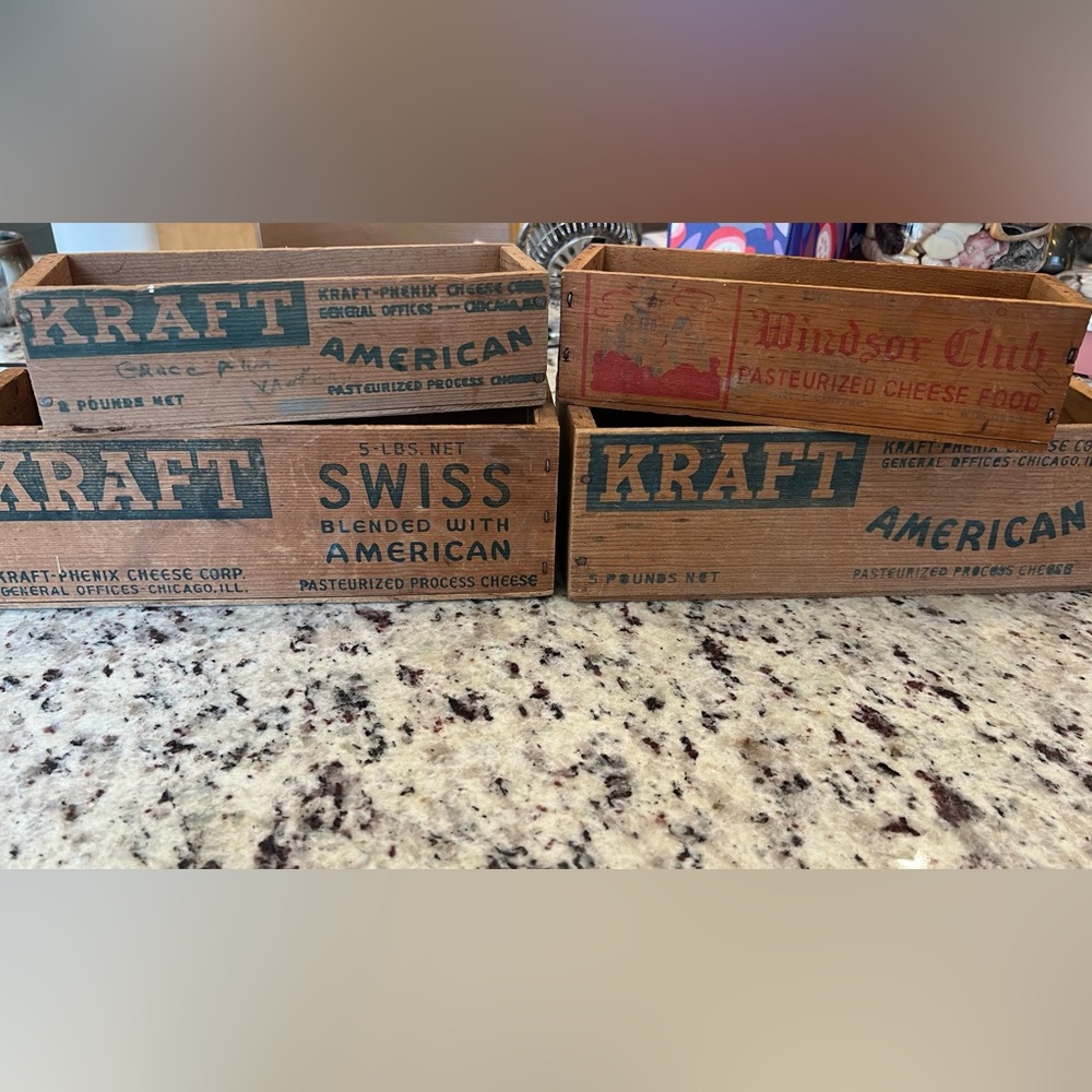Vintage Wooden Cheese Boxes